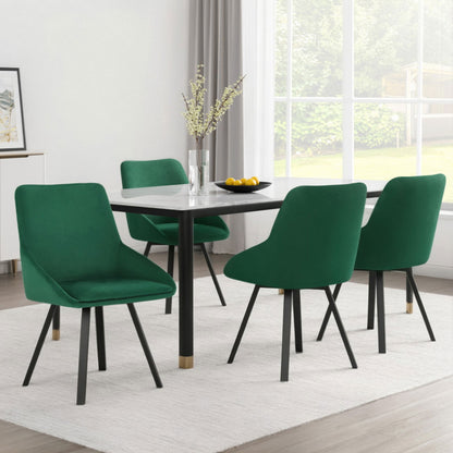 Dining Chairs Set of 4 Velvet Swivel Base Green