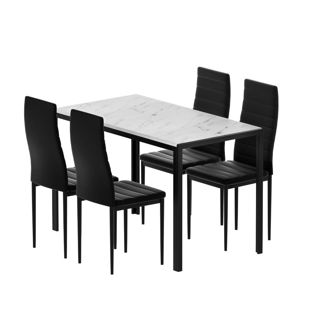 Marble Effect Dining Table and 4 Chairs Set