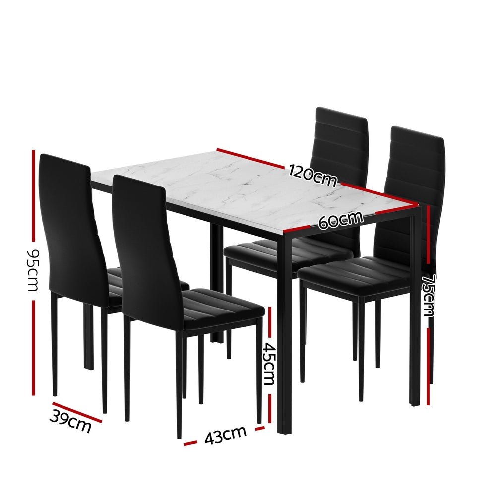 Marble Effect Dining Table and 4 Chairs Set