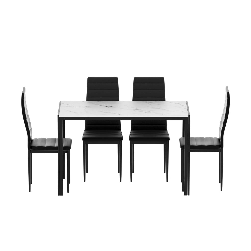 Marble Effect Dining Table and 4 Chairs Set