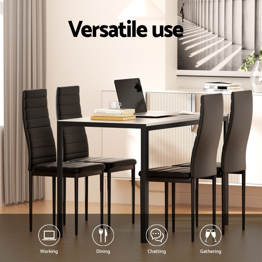 Marble Effect Dining Table and 4 Chairs Set