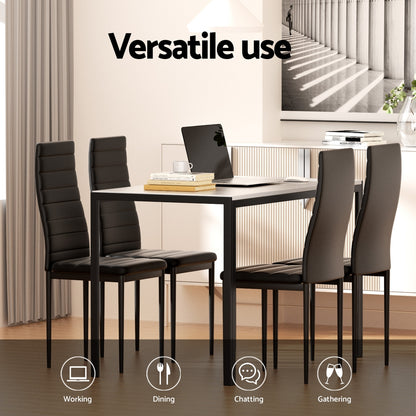Marble Effect Dining Table and 4 Chairs Set