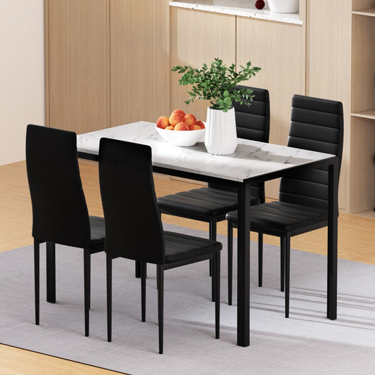 Marble Effect Dining Table and 4 Chairs Set