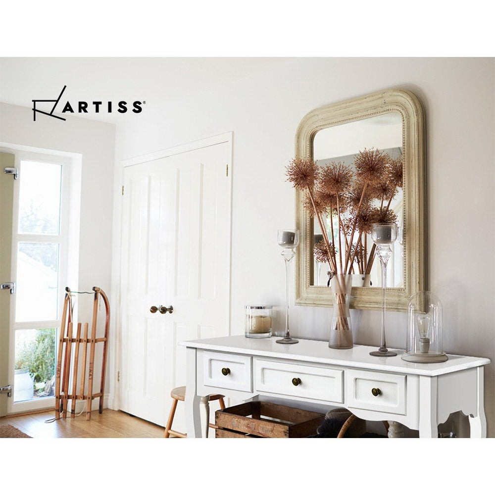 White Hamptons Console Table 3 Drawers