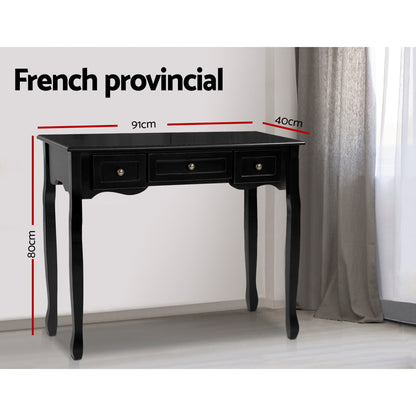 Black Hamptons Console Table 3 Drawers