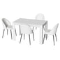 Dining Table and 4 Chairs Set White Sherpa