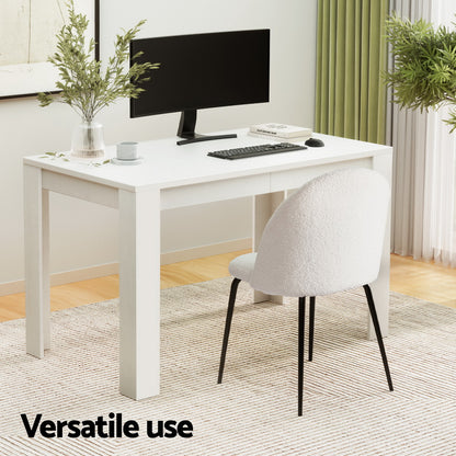 Dining Table and 4 Chairs Set White Sherpa
