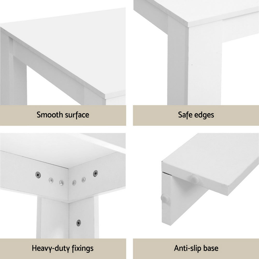 Dining Table and 4 Chairs Set White Sherpa