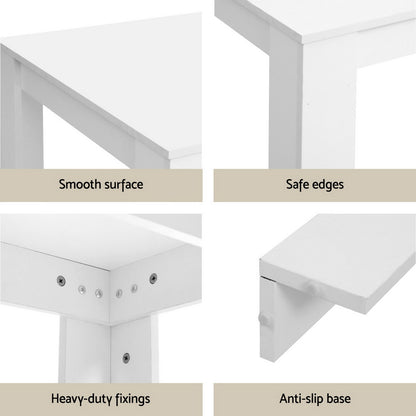 Dining Table and 4 Chairs Set White Sherpa