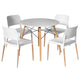 Dining Table and 4 Chairs Set Round White
