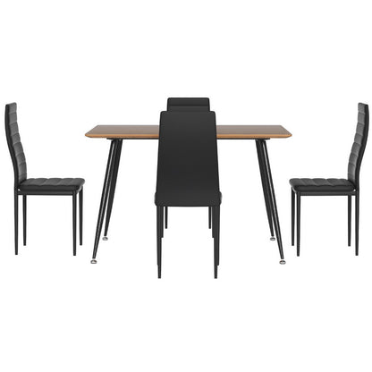1 Metal Dining Table and 4 Chairs Set Rectangle