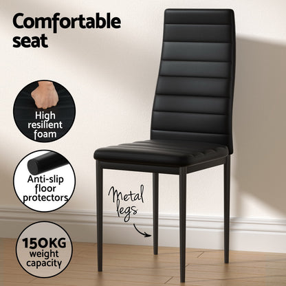 1 Metal Dining Table and 4 Chairs Set Rectangle