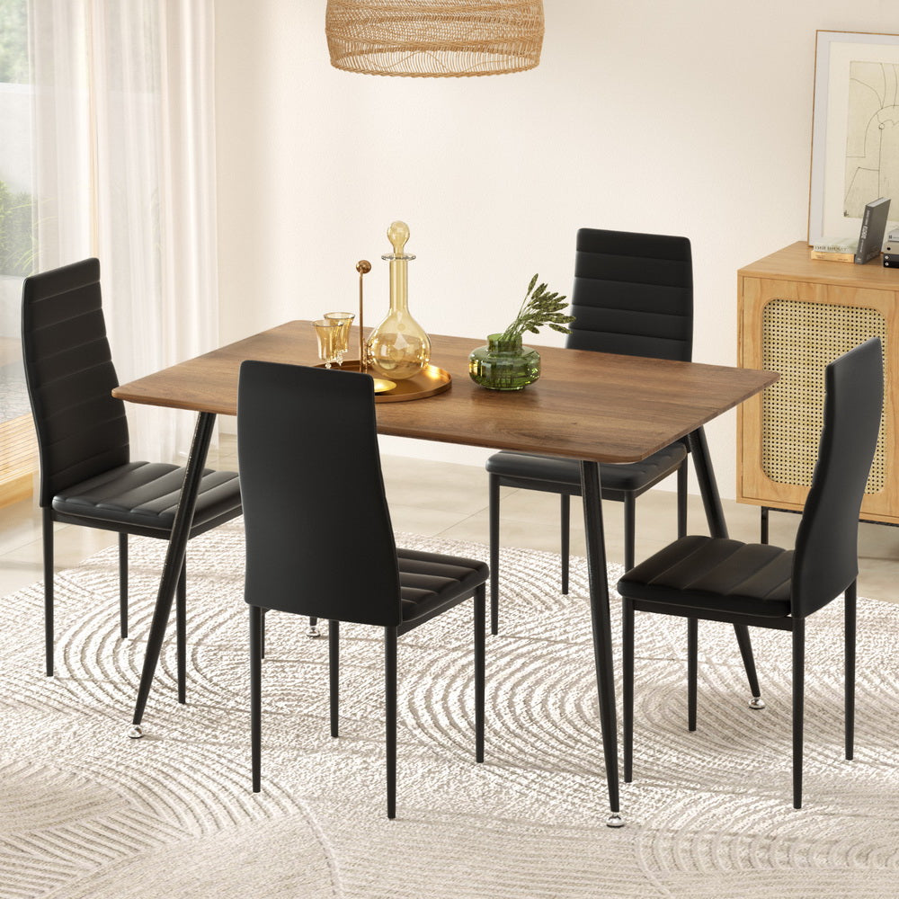 1 Metal Dining Table and 4 Chairs Set Rectangle