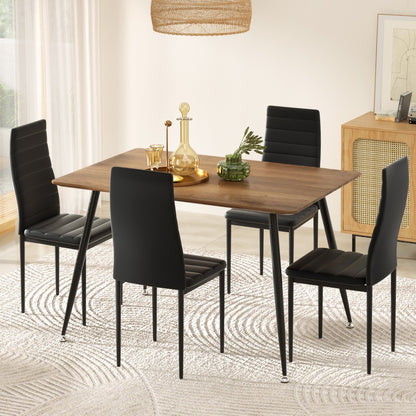 1 Metal Dining Table and 4 Chairs Set Rectangle
