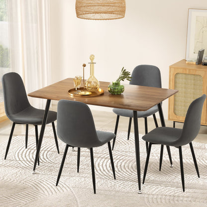 Dining Table and 4 Chairs Set Grey Metal