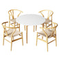 1 Dining Table and 4 Chairs Set Wishbone Wood