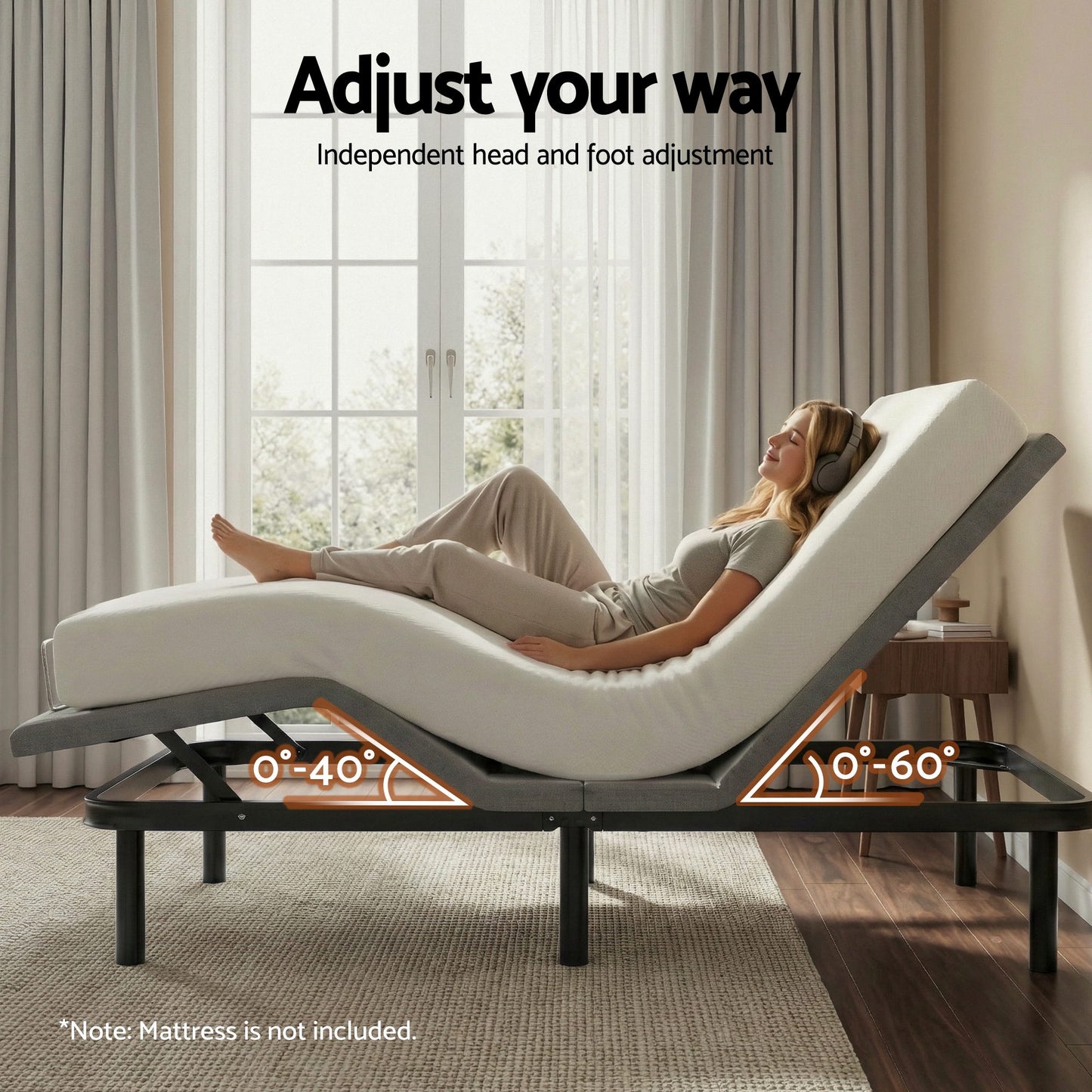 Artiss Adjustable Bed Frame King Size Electric Bed Base Wireless Remote Control Zero Gravity Power Bed Foundation