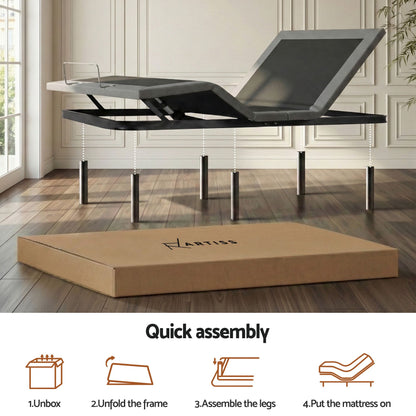 Artiss Queen Bed Frame and Giselle Bedding Queen Memory Foam Mattress Set, Electric Bed Base with Zero Gravity & 7 Zone Cooling Comfort for Back Pain Relief, Black & Grey, 15cm Thickness