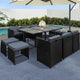 Gardeon Outdoor Dining Set 11 Piece Wicker Table Chairs Setting Black