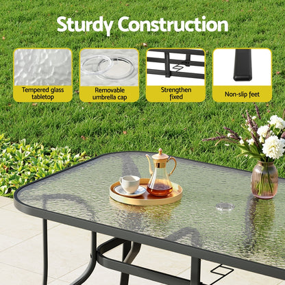Gardeon 7PC Outdoor Dining Set Table and Chairs Patio Furniture Bistro Set Garden Grey