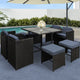 Gardeon Outdoor Dining Set 9 Piece Wicker Table Chairs Setting Black