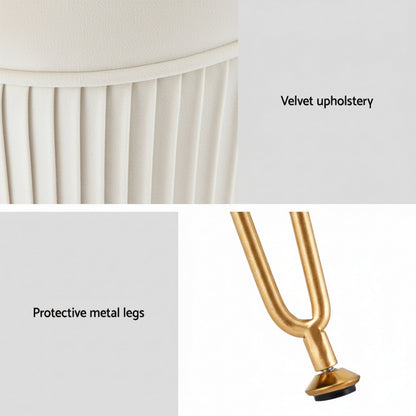 Ottoman Foot Stool Vanity Velvet Round White