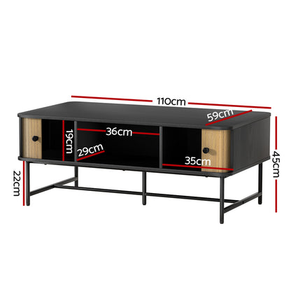Boris Coffee Table Sliding Drawer Door Black