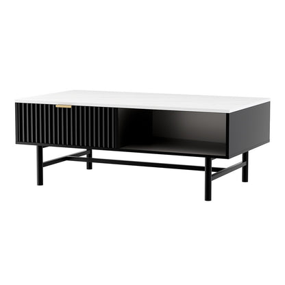 Black Coffee Table Drawer Storage Shelf