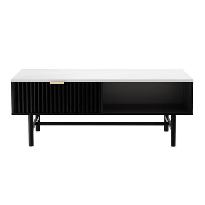 Black Coffee Table Drawer Storage Shelf