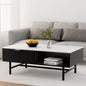 Black Coffee Table Drawer Storage Shelf