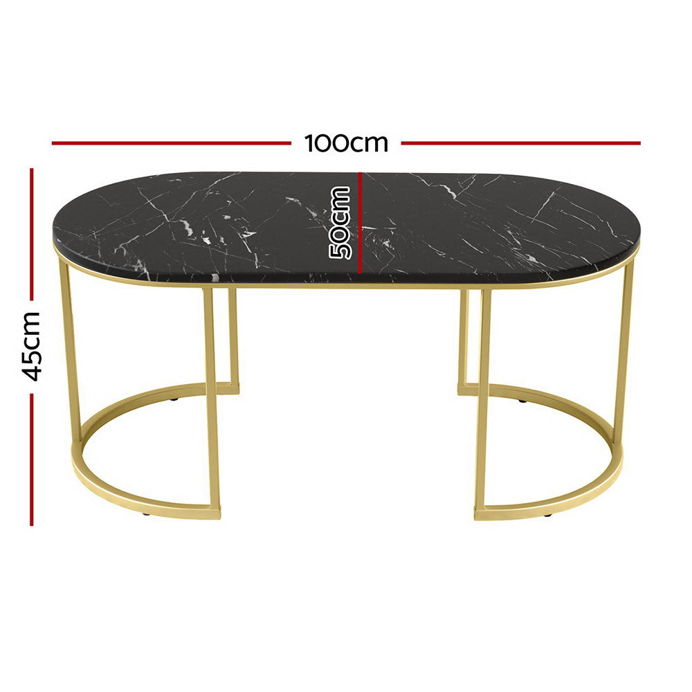 Black Coffee Table Marble Effect