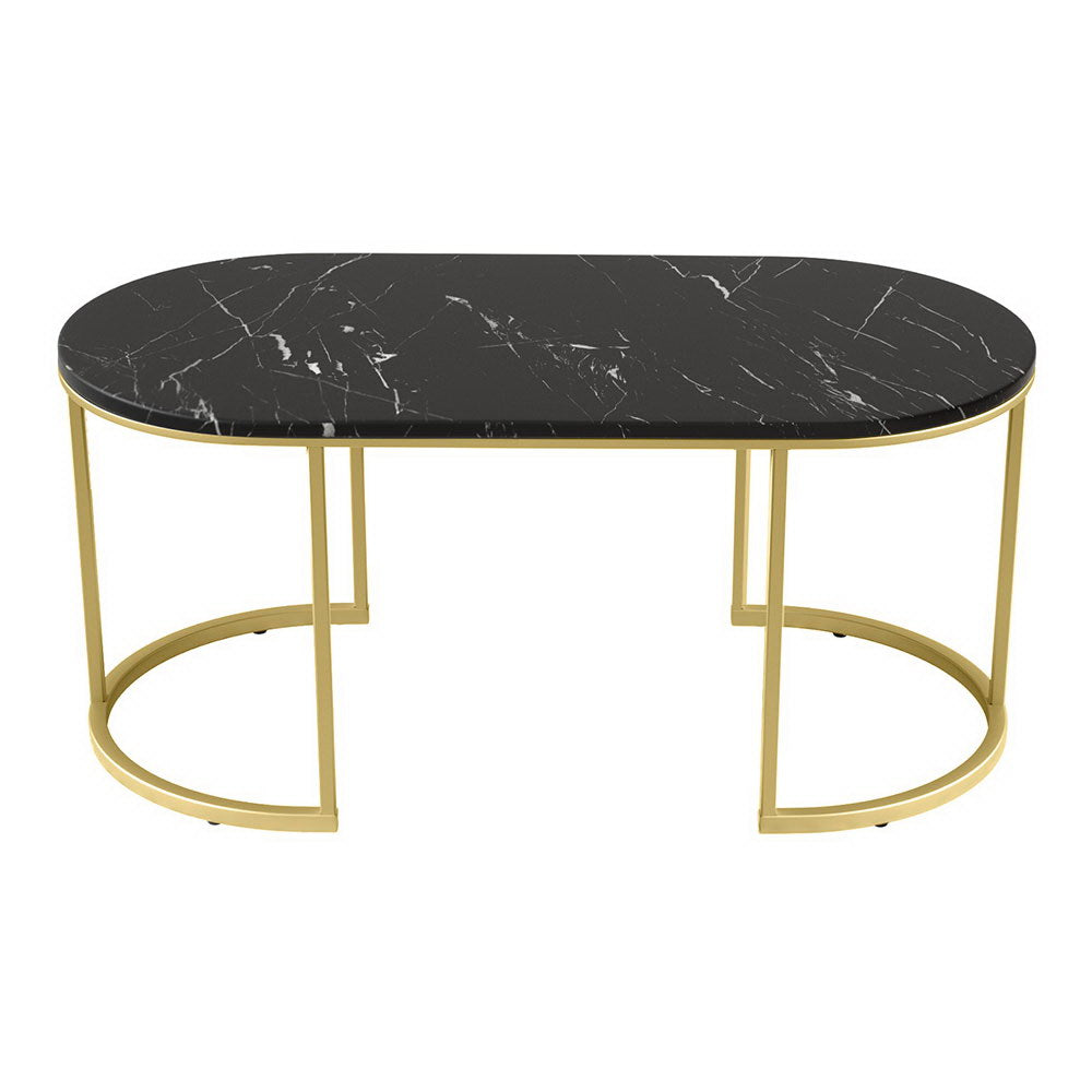 Black Coffee Table Marble Effect