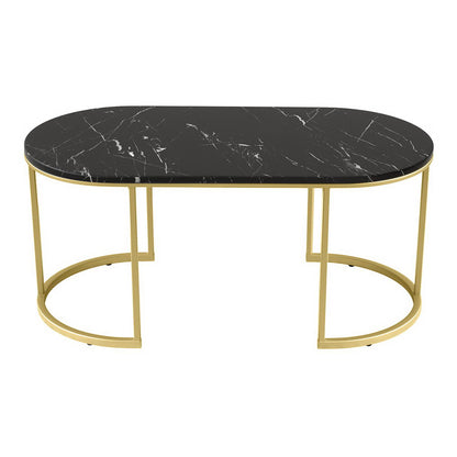 Black Coffee Table Marble Effect