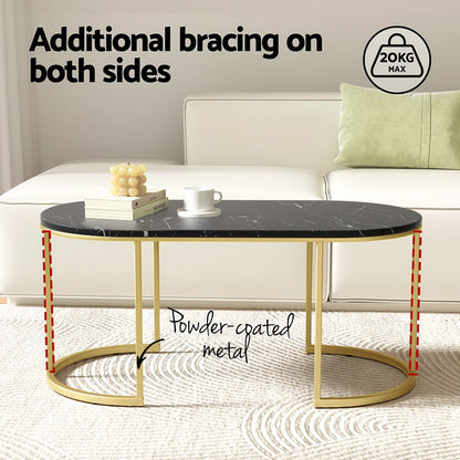 Black Coffee Table Marble Effect