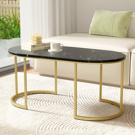 Black Coffee Table Marble Effect