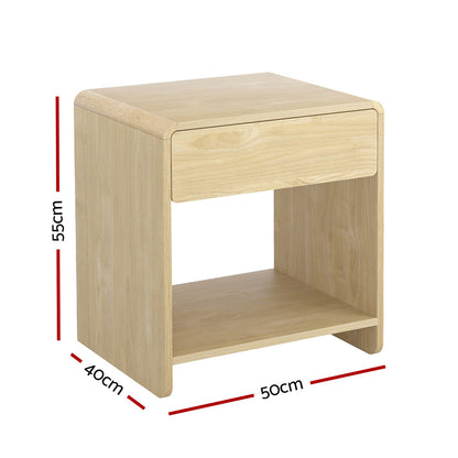 Pine Bedside Table Drawer Open Shelf