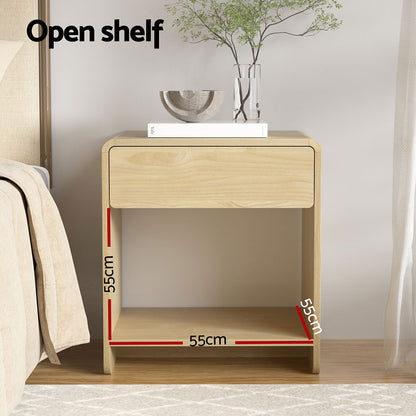 Pine Bedside Table Drawer Open Shelf