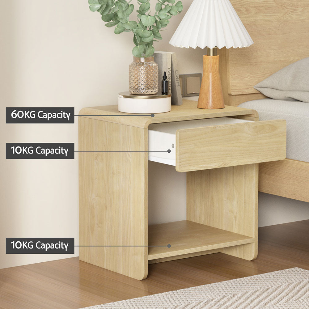 Pine Bedside Table Drawer Open Shelf