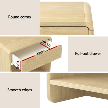 Pine Bedside Table Drawer Open Shelf