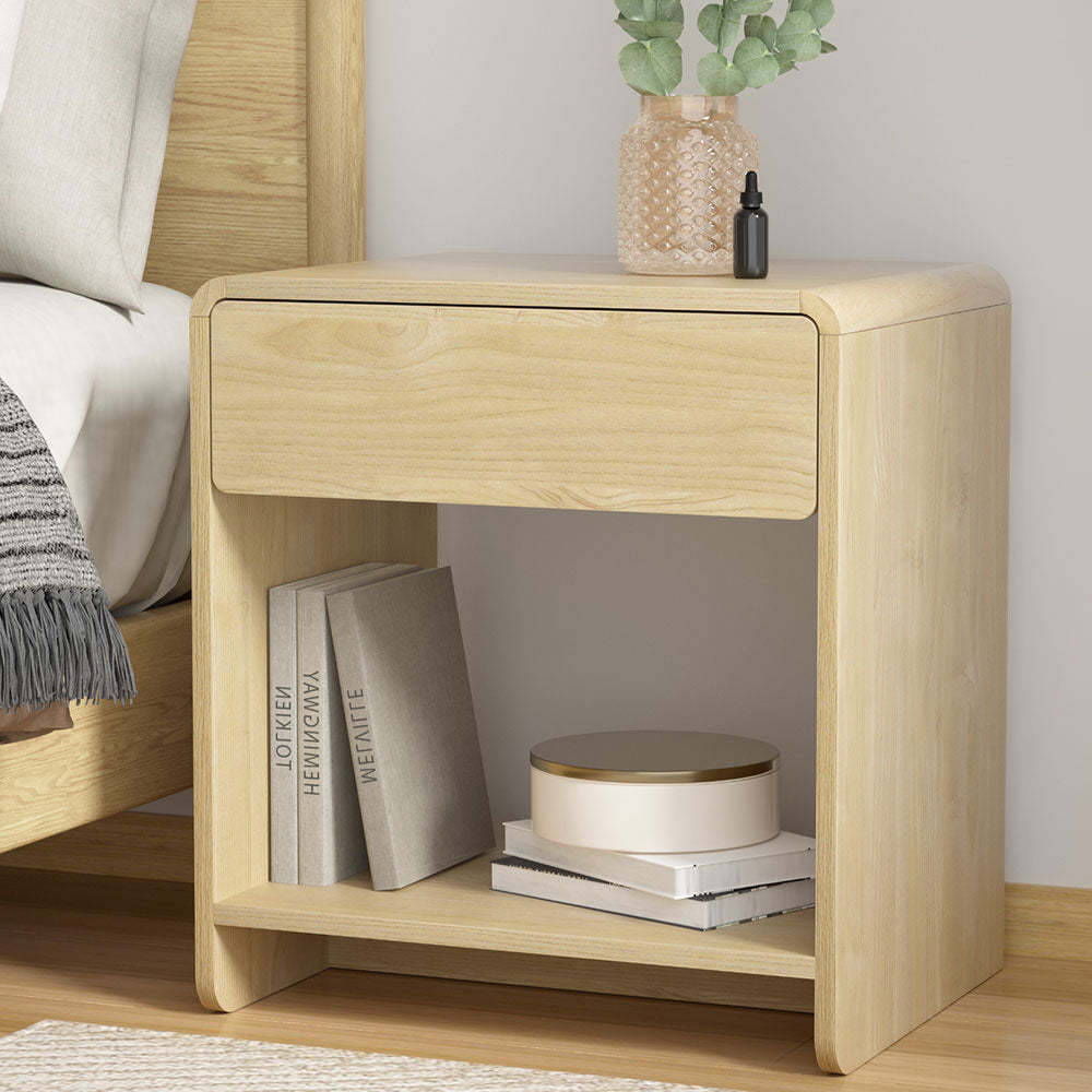 Pine Bedside Table Drawer Open Shelf