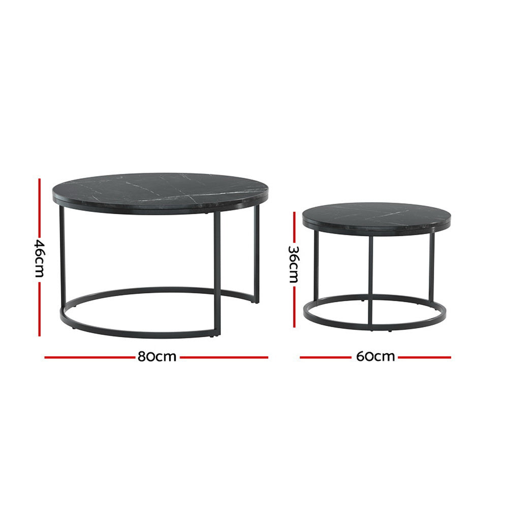Tika Nesting Coffee Table Set of 2 Marble Effect