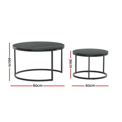 Tika Nesting Coffee Table Set of 2 Marble Effect