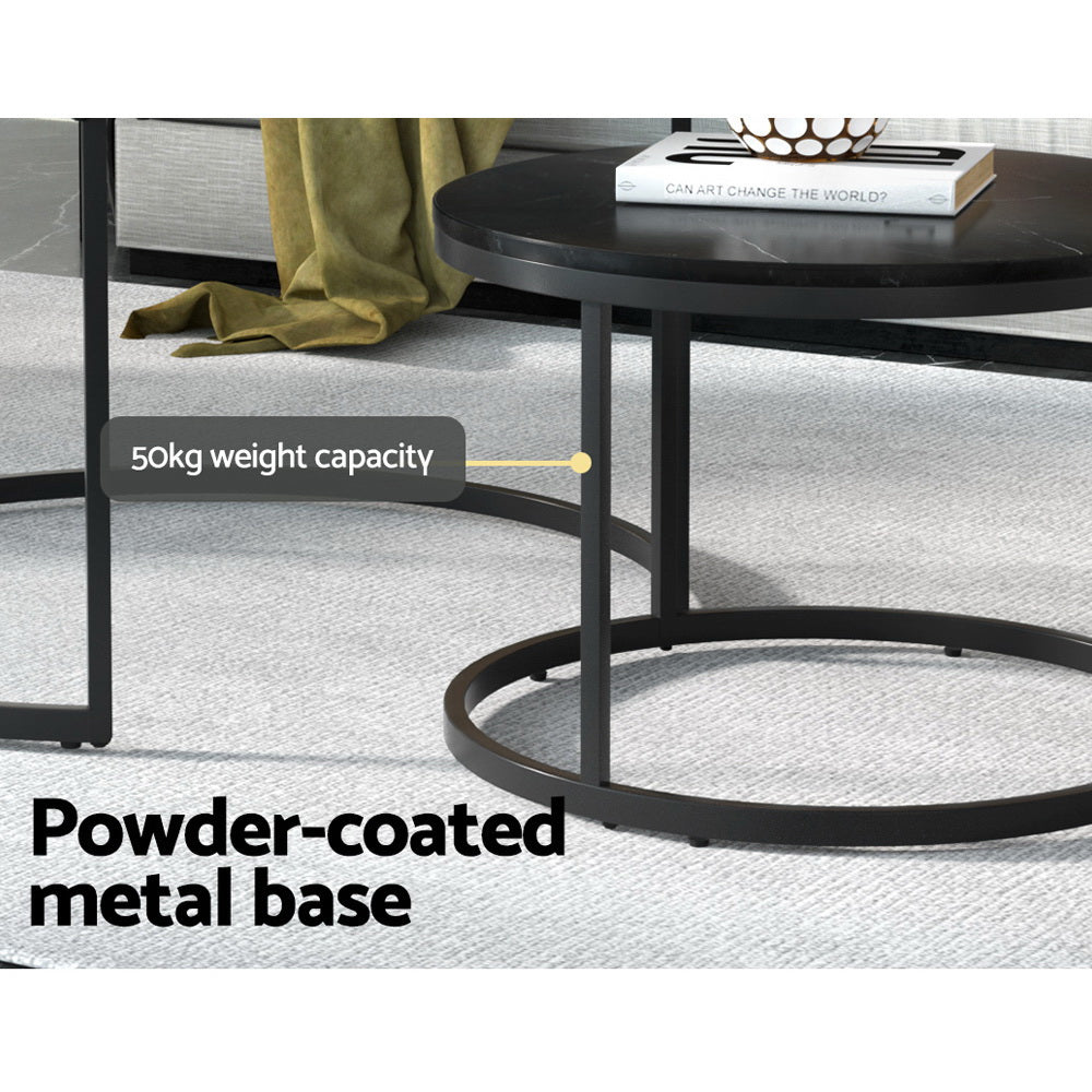 Tika Nesting Coffee Table Set of 2 Marble Effect