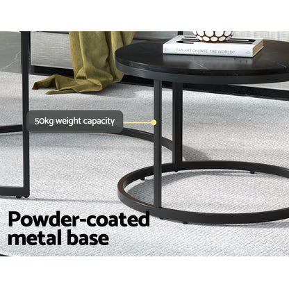Tika Nesting Coffee Table Set of 2 Marble Effect