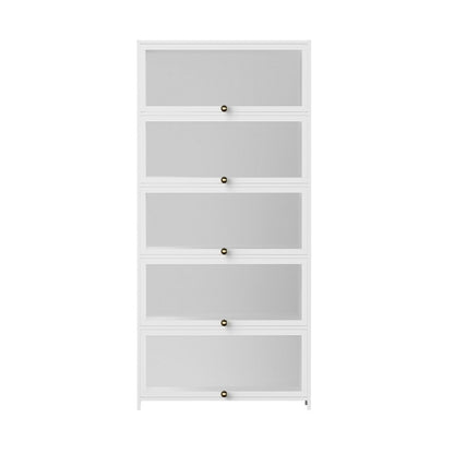5-Tier Display Cabinet Storage Bookshelf Clear Shelf White