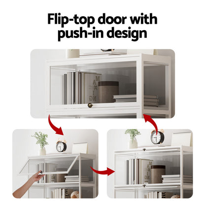5-Tier Display Cabinet Storage Bookshelf Clear Shelf White