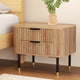 Pine Bedside Table 2 Drawers Paulownia Wood