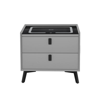 AIKA Grey Smart Bedside Table with Wireless Charging