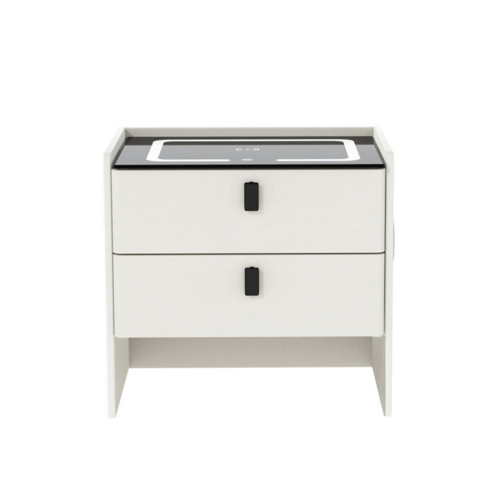 BESS White Smart Bedside Table Wireless Charging