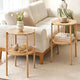 Set of 2 End Tables Coffee Table 2-Tier Round Wood